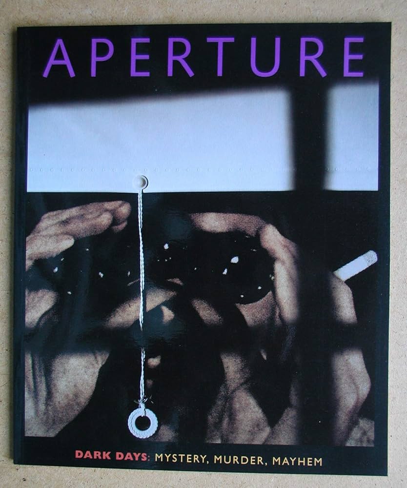 Aperture magazine issue 149 cover, hands holding a cigarette and a small noose against a dark background, purple masthead text
