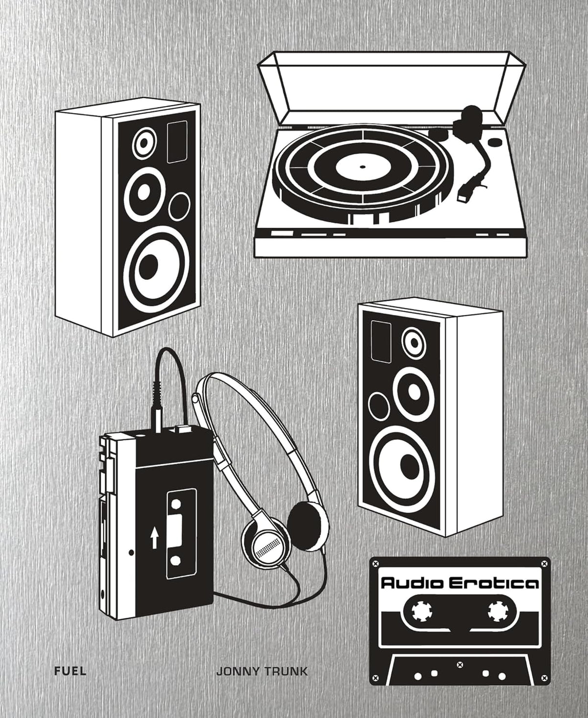 Audio Erotica Hi-Fi Brochures book cover, brushed aluminum screen-printed design