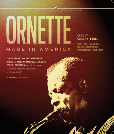 Ornette: Made in America DVD cover, Kino Lorber release of Shirley Clarke's 1985 documentary on Ornette Coleman
