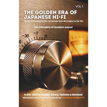 The Golden Era of Japanese Hi-Fi Vol 1 book cover, close-up of a vintage stereo receiver's volume knob and VU meter
